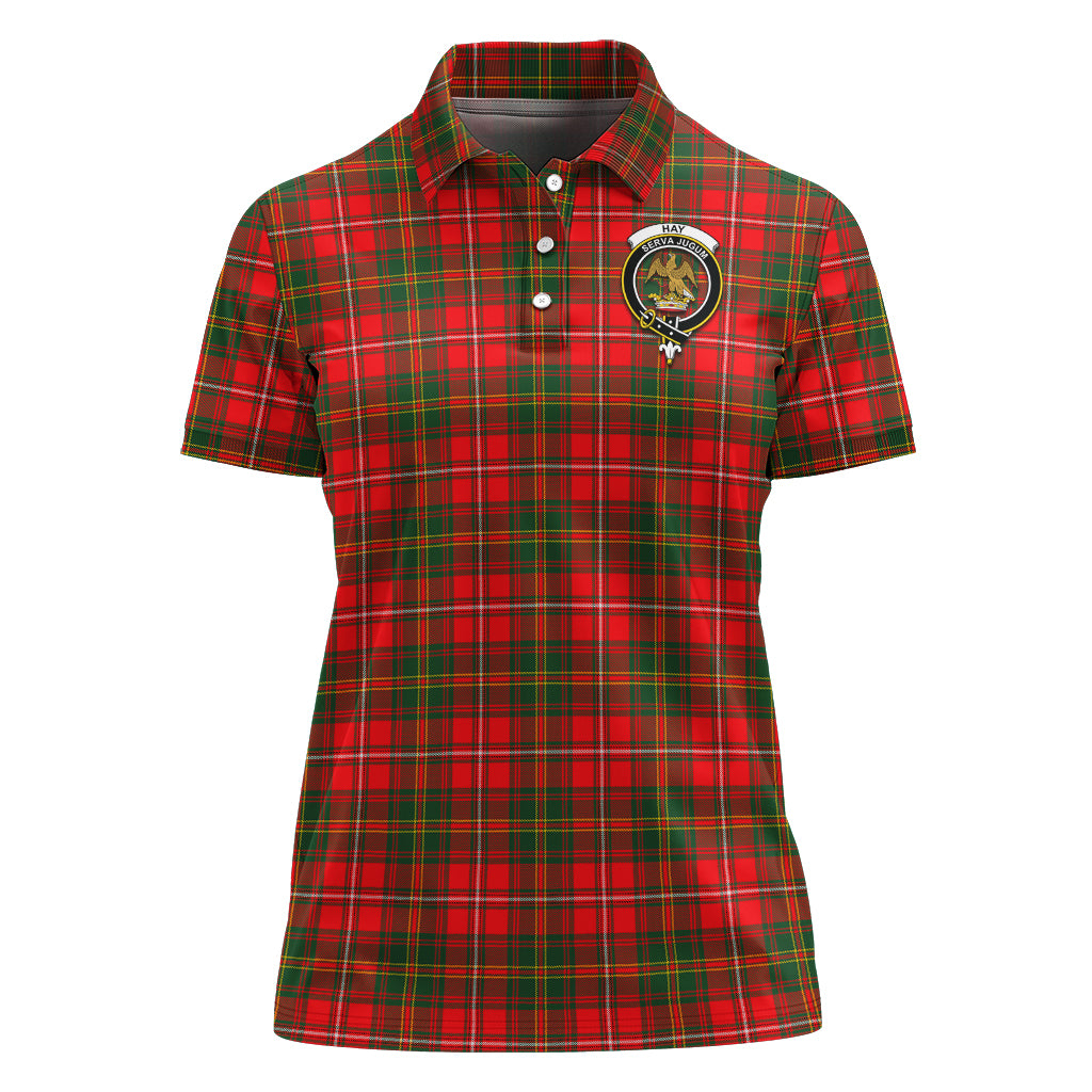 hay-modern-tartan-polo-shirt-with-family-crest-for-women