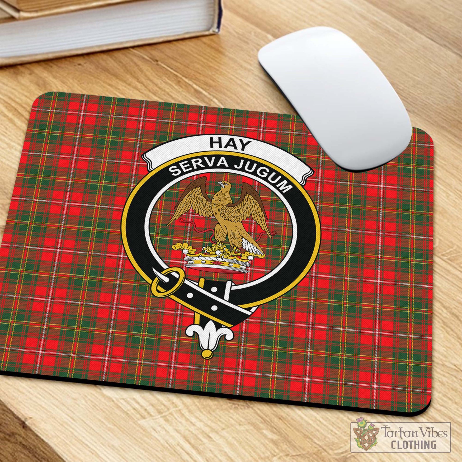 Tartan Vibes Clothing Hay Modern Tartan Mouse Pad with Family Crest