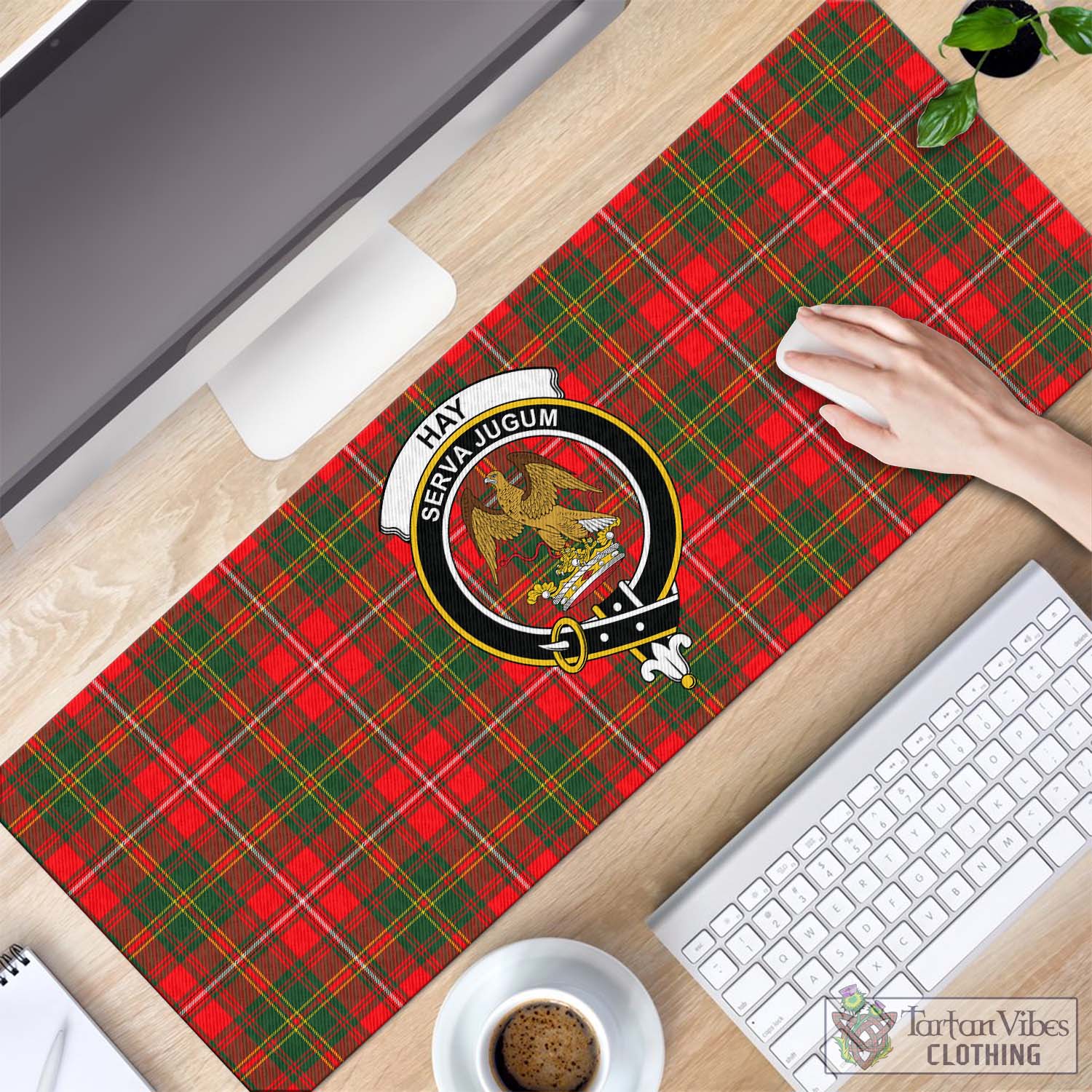 Tartan Vibes Clothing Hay Modern Tartan Mouse Pad with Family Crest