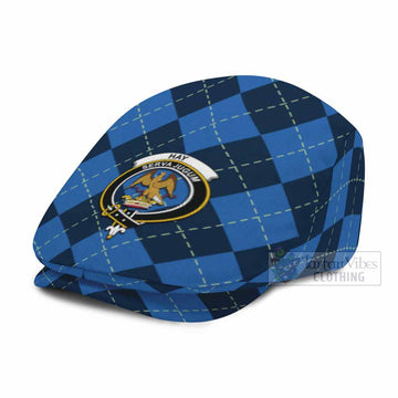 Hay Scottish Family Crest Flat Cap, Jeff Cap Navy Argyle Classic Style