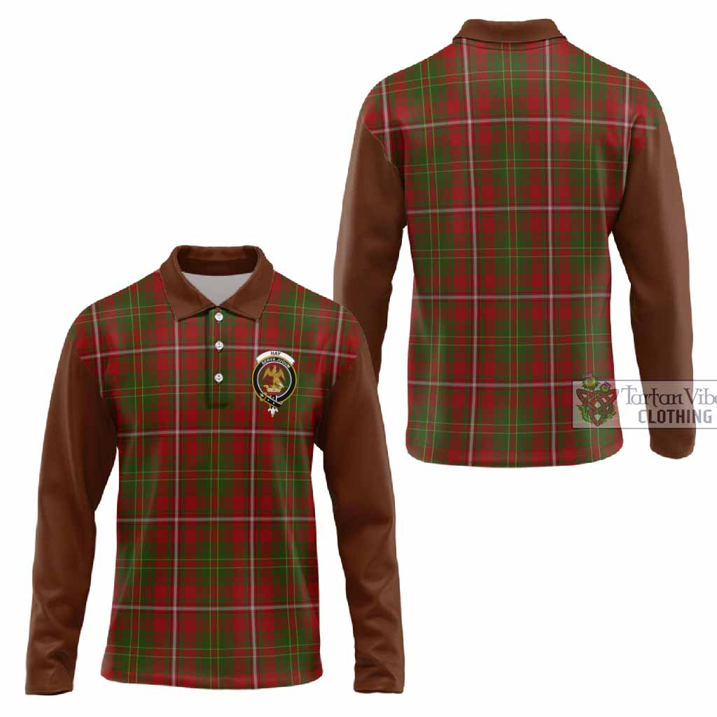 Hay Tartan Accent Long Sleeve Polo Shirt with Family Crest