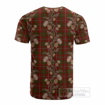 Hay Tartan Cotton T-shirt Seamless Scottish Thistle Flowers