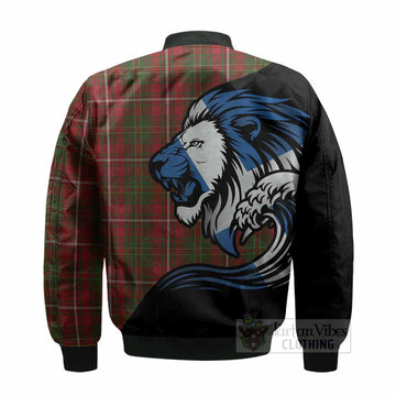Hay Tartan Crest Bomber Jacket Scottish Golden Lions Wave Flow