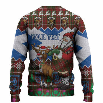 Hay Tartan Crest Christmas Christmas Ugly Sweater Scotland Santa With Bagpipes Cute Reindeer