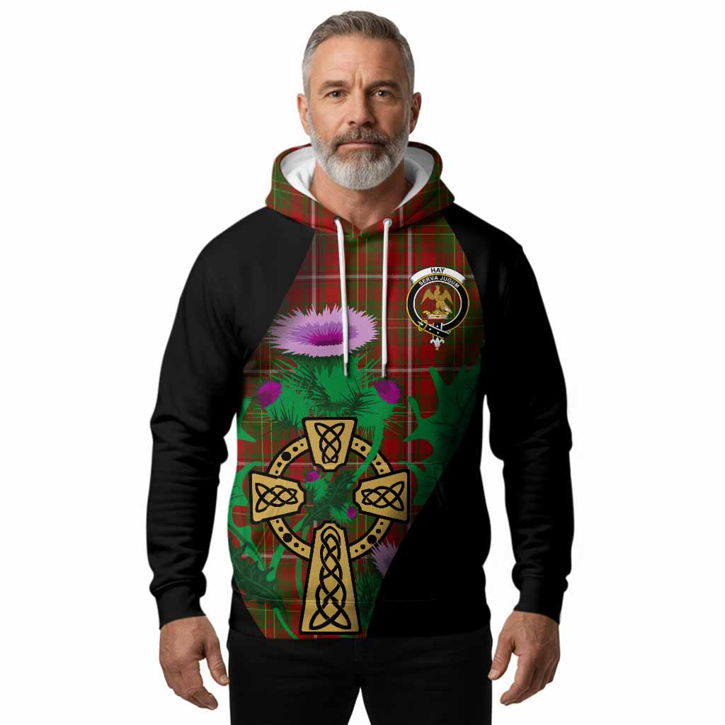 Hay Tartan Crest Hoodie Celtic Cross Thistle Flowers