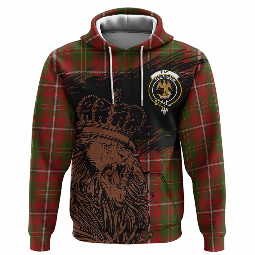 Hay Tartan Crest Hoodie Crowned Lion Heritage Style
