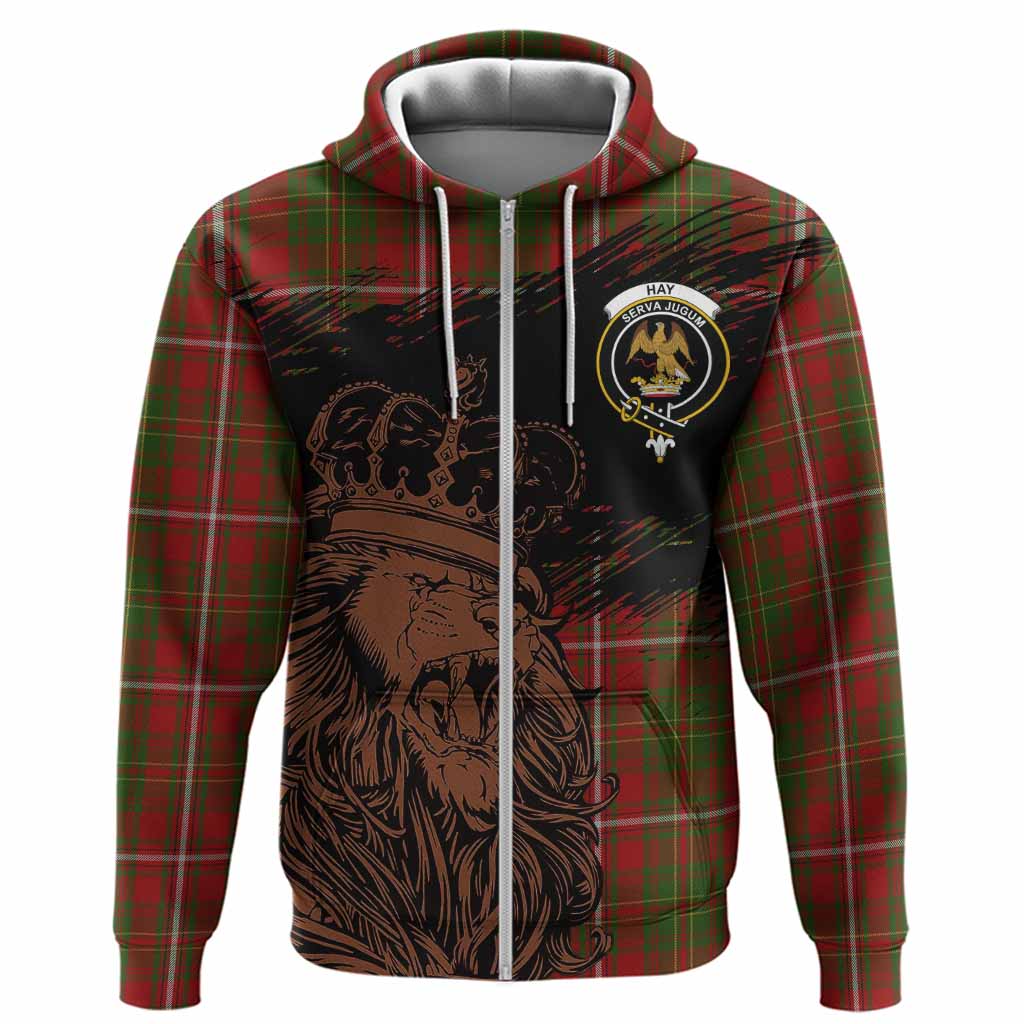 Hay Tartan Crest Hoodie Crowned Lion Heritage Style