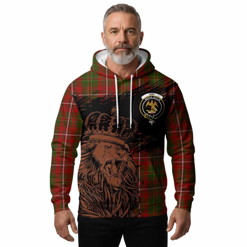 Hay Tartan Crest Hoodie Crowned Lion Heritage Style
