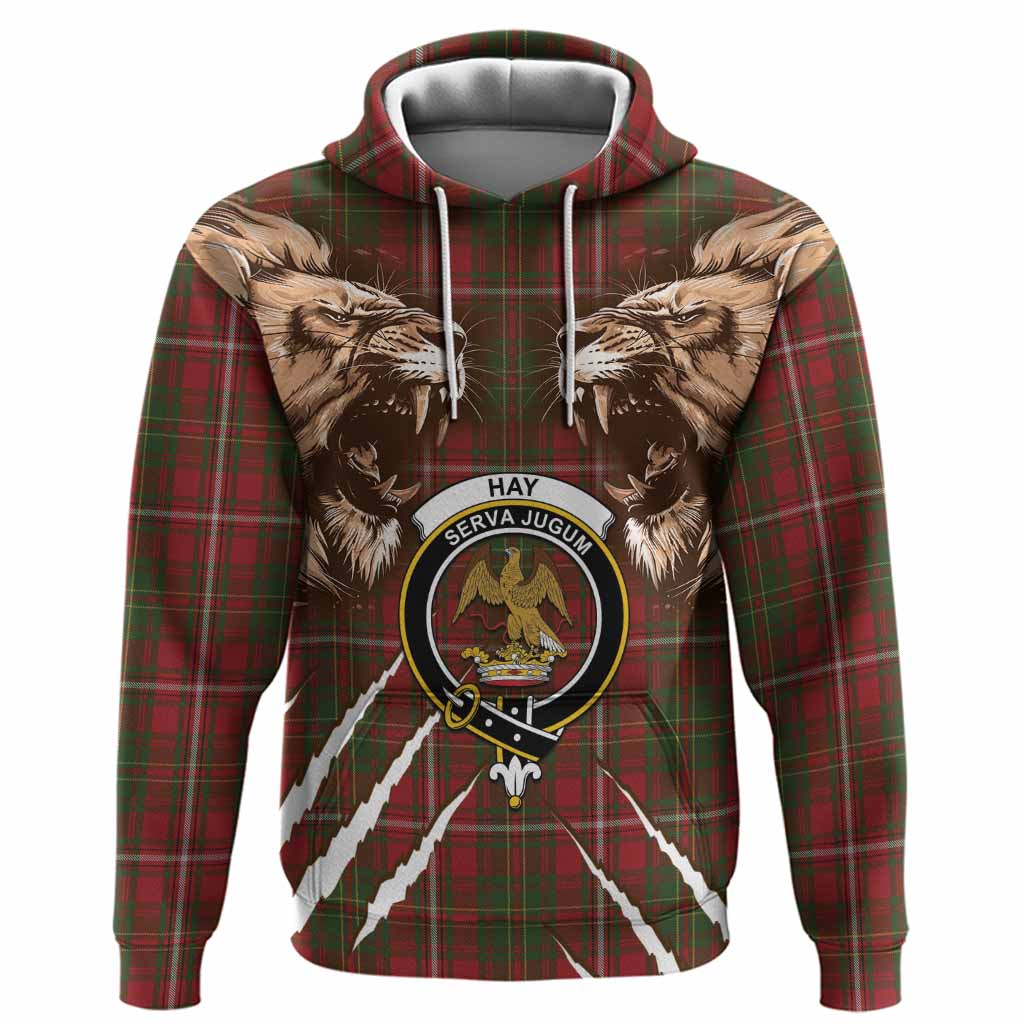 Hay Tartan Crest Hoodie Ferocious Lion Style