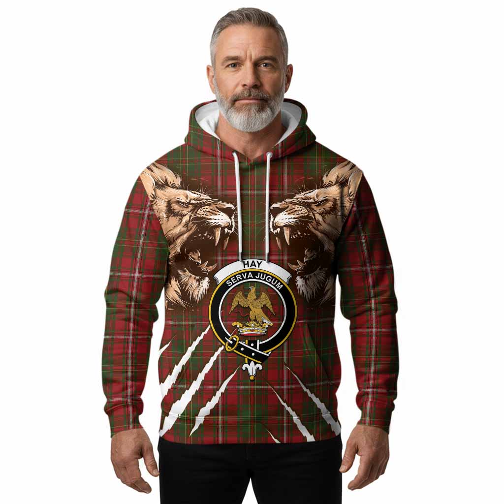 Hay Tartan Crest Hoodie Ferocious Lion Style