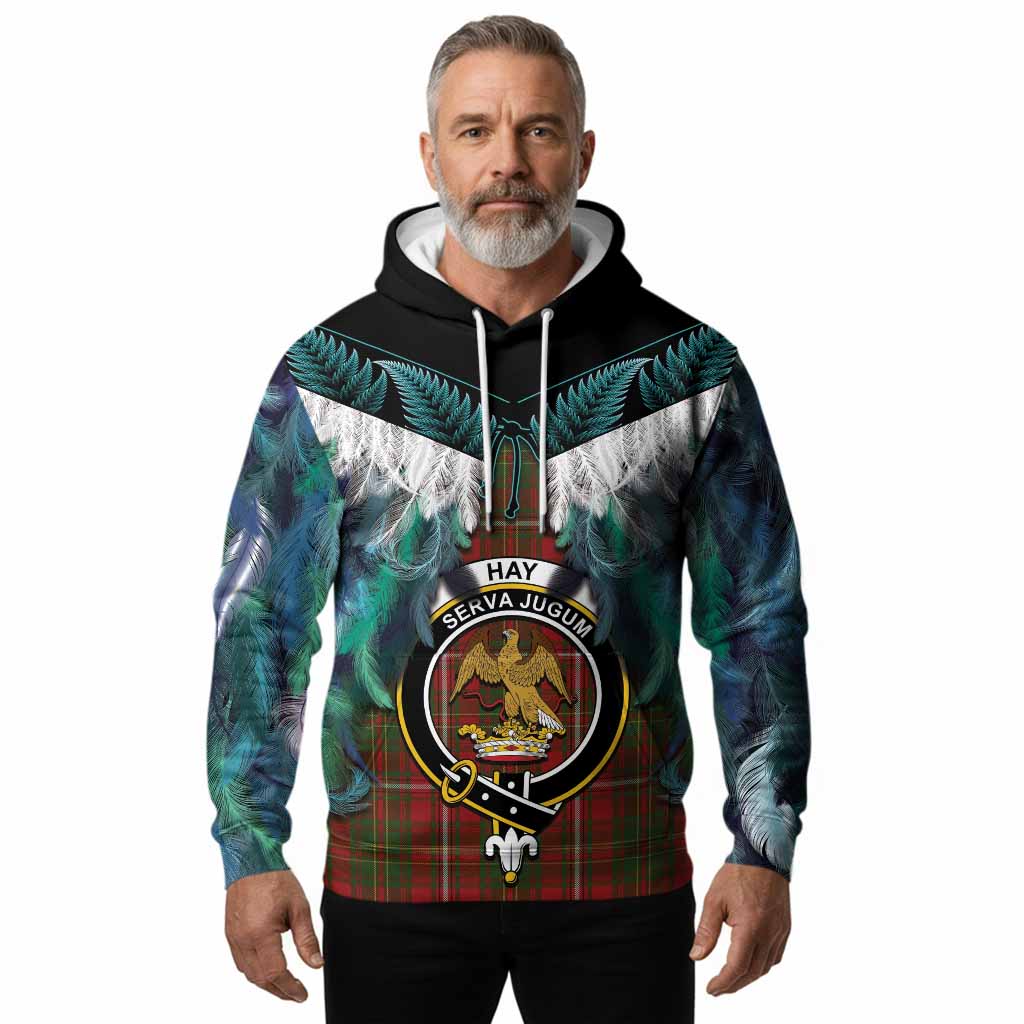 Hay Tartan Crest Hoodie New Zealand Maori Korowai Cloak