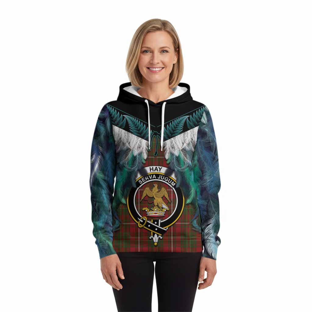 Hay Tartan Crest Hoodie New Zealand Maori Korowai Cloak