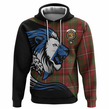 Hay Tartan Crest Hoodie Scottish Golden Lions Wave Flow