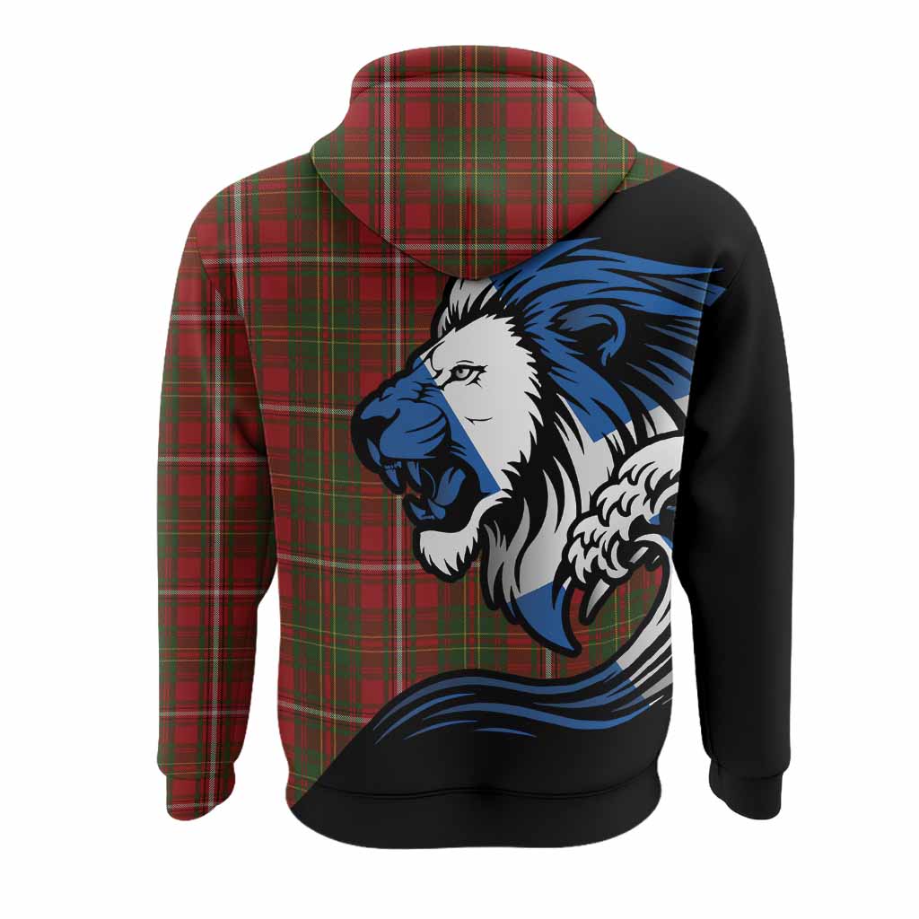 Hay Tartan Crest Hoodie Scottish Golden Lions Wave Flow