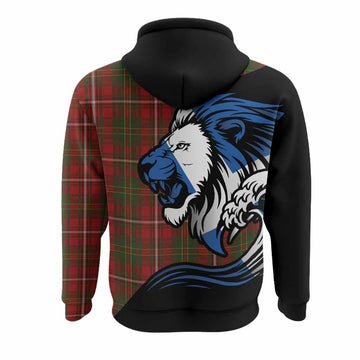 Hay Tartan Crest Hoodie Scottish Golden Lions Wave Flow