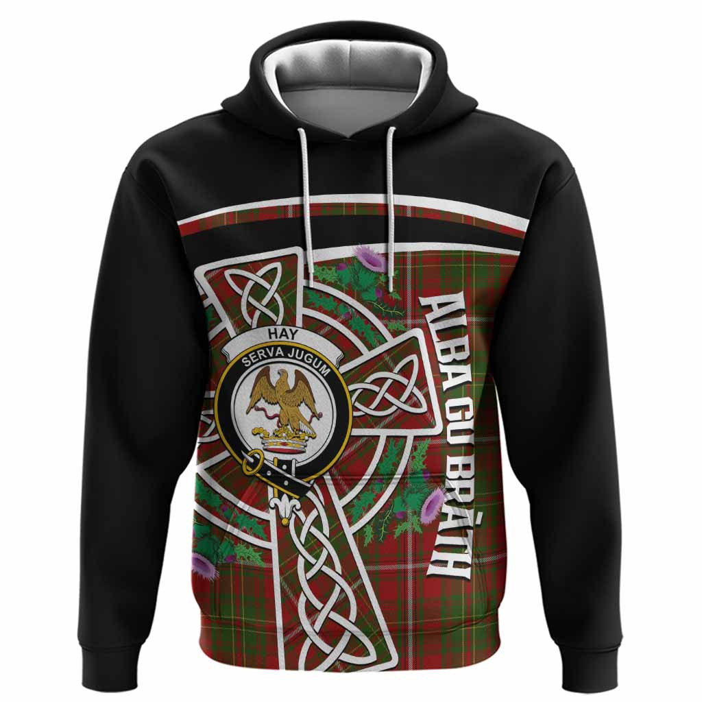 Hay Tartan Crest Hoodie Scottish Thistle Celtic Cross Alba Gu Brath