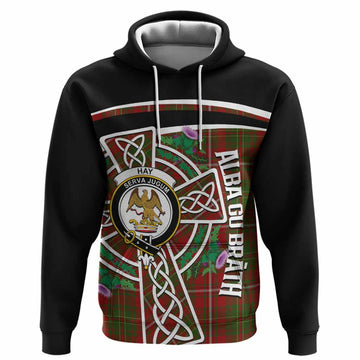 Hay Tartan Crest Hoodie Scottish Thistle Celtic Cross Alba Gu Brath