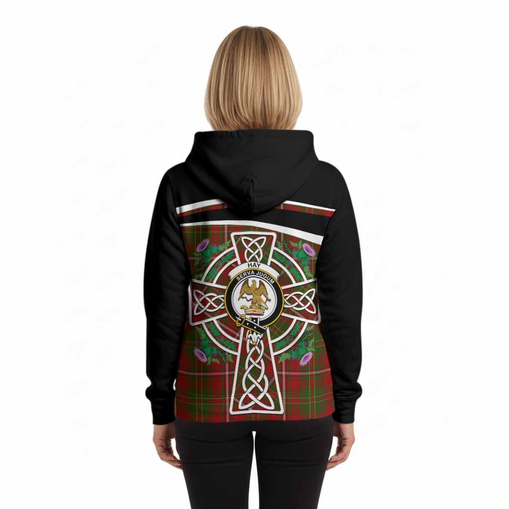 Hay Tartan Crest Hoodie Scottish Thistle Celtic Cross Alba Gu Brath