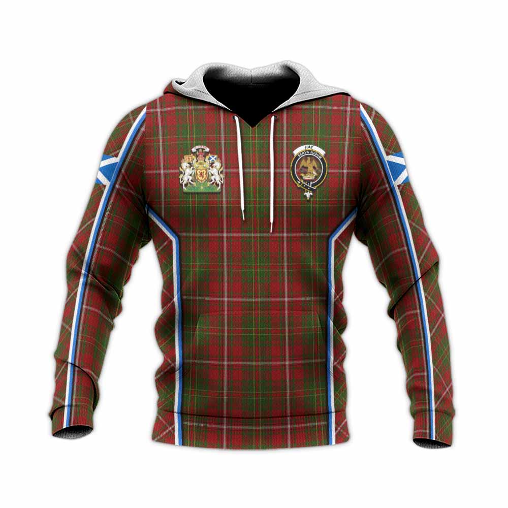 Hay Tartan Crest Knitted Hoodie Scotland Coat of Arm Flag Style - Tartan Vibes Clothing