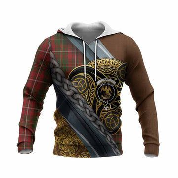Hay Tartan Crest Knitted Hoodie Scottish Triskele Celtic