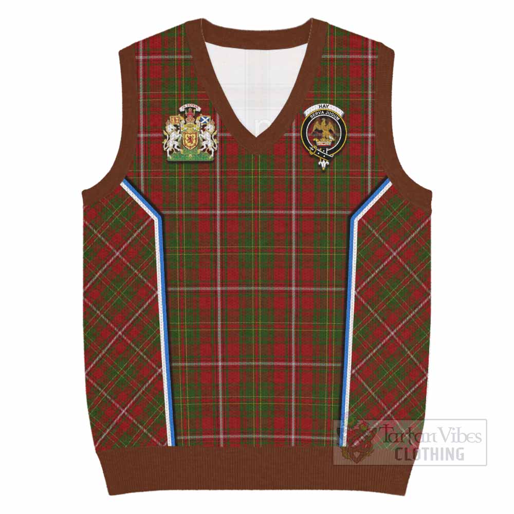Hay Tartan Crest Knitted V-Neck Vest Scotland Coat of Arm Flag Style - Tartan Vibes Clothing