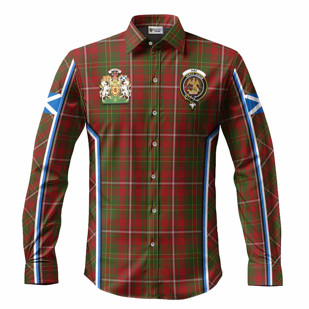 Hay Tartan Crest Long Sleeve Button Shirts Scotland Coat of Arm Flag Style - Tartan Vibes Clothing
