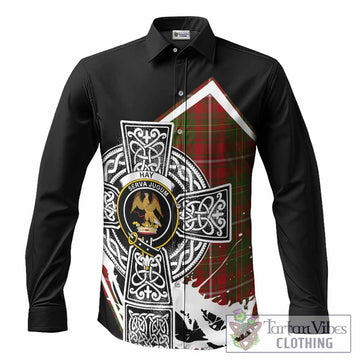 Hay Tartan Crest Long Sleeve Button Shirts Scottish Celtic Cross Heritage