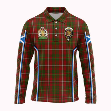 Hay Tartan Crest Long Sleeve Polo Shirt Scotland Coat of Arm Flag Style