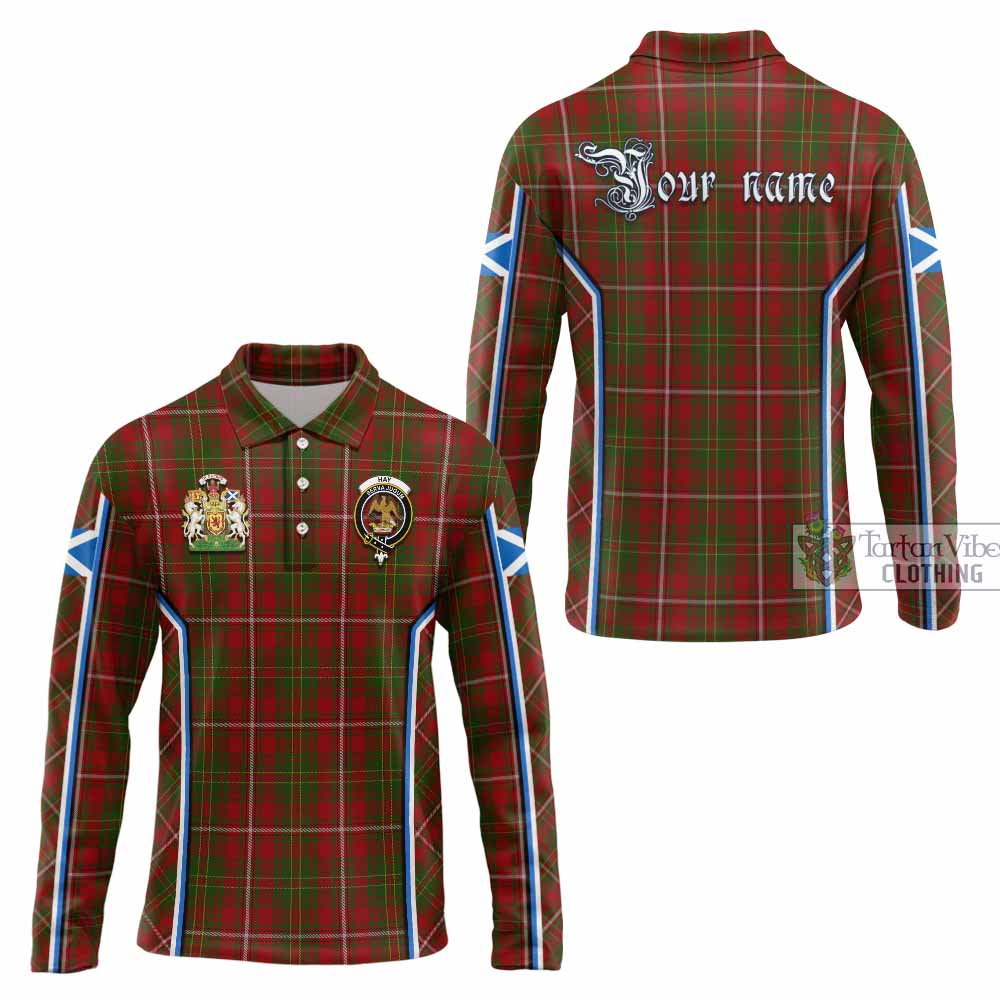 Hay Tartan Crest Long Sleeve Polo Shirt Scotland Coat of Arm Flag Style - Tartan Vibes Clothing