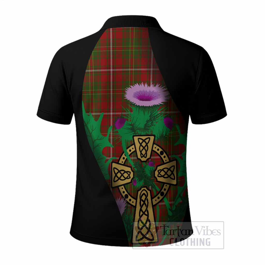 Hay Tartan Crest Polo Shirt Celtic Cross Thistle Flowers