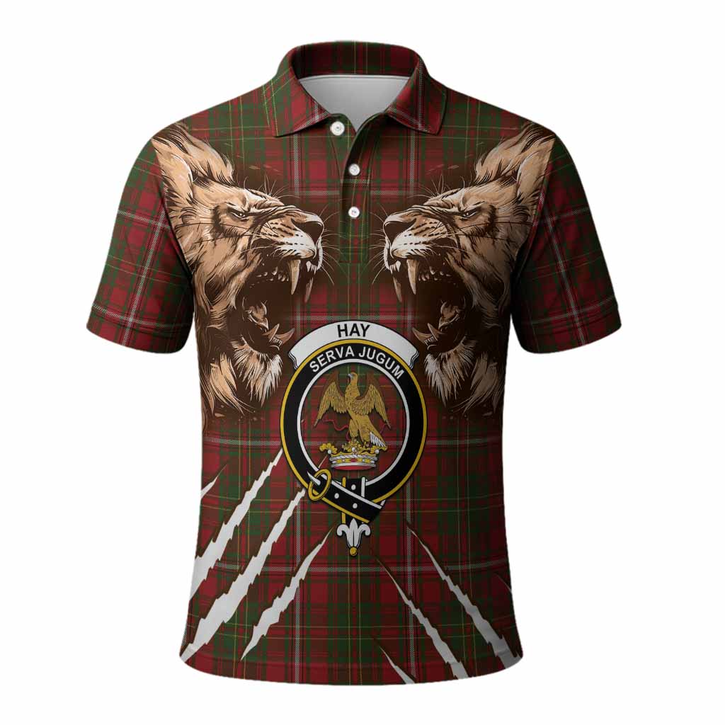 Hay Tartan Crest Polo Shirt Ferocious Lion Style