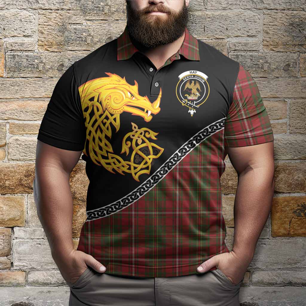 Hay Tartan Crest Polo Shirt Legendary Dragon Knot Half Style