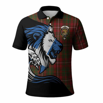 Hay Tartan Crest Polo Shirt Scottish Golden Lions Wave Flow
