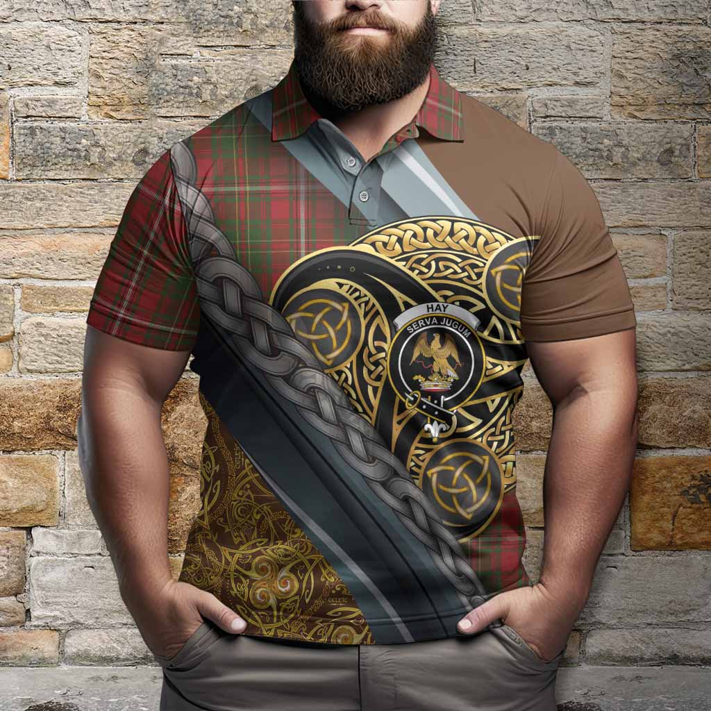 Hay Tartan Crest Polo Shirt Scottish Triskele Celtic