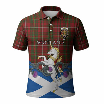 Hay Tartan Crest Polo Shirt Scottish Unicorn With Thistle