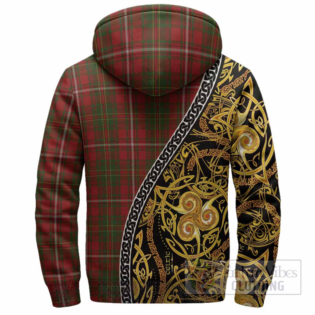 Hay Tartan Crest Sherpa Hoodie Celtic Knot and Triple Trickle Spiral Symbols