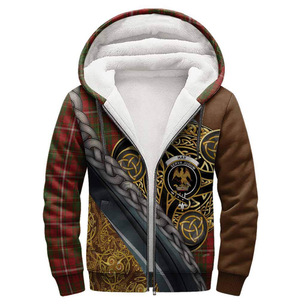 Hay Tartan Crest Sherpa Hoodie Scottish Triskele Celtic