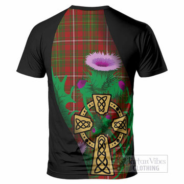 Hay Tartan Crest T-Shirt Celtic Cross Thistle Flowers