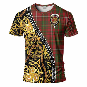 Hay Tartan Crest T-Shirt Celtic Knot and Triple Trickle Spiral Symbols