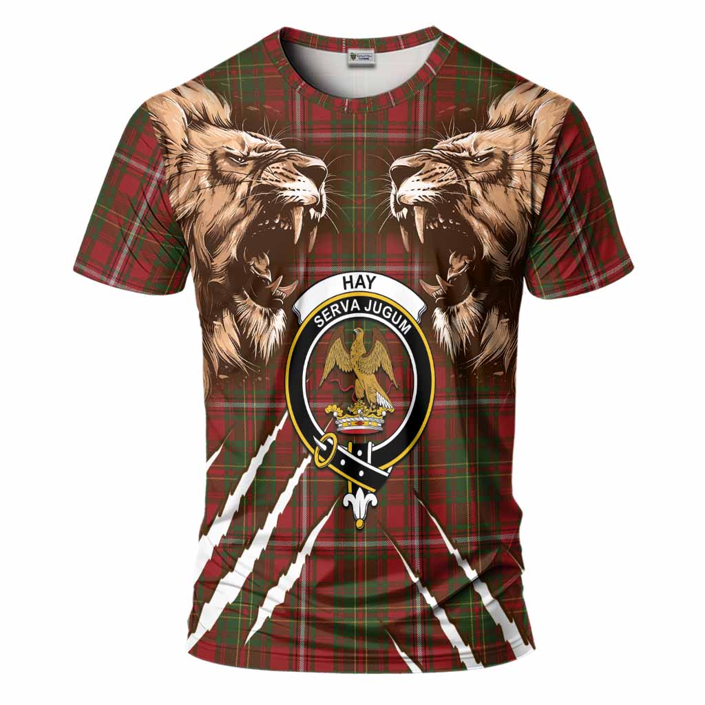 Hay Tartan Crest T-Shirt Ferocious Lion Style