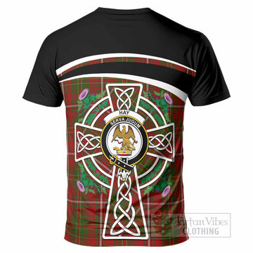 Hay Tartan Crest T-Shirt Scottish Thistle Celtic Cross Alba Gu Brath