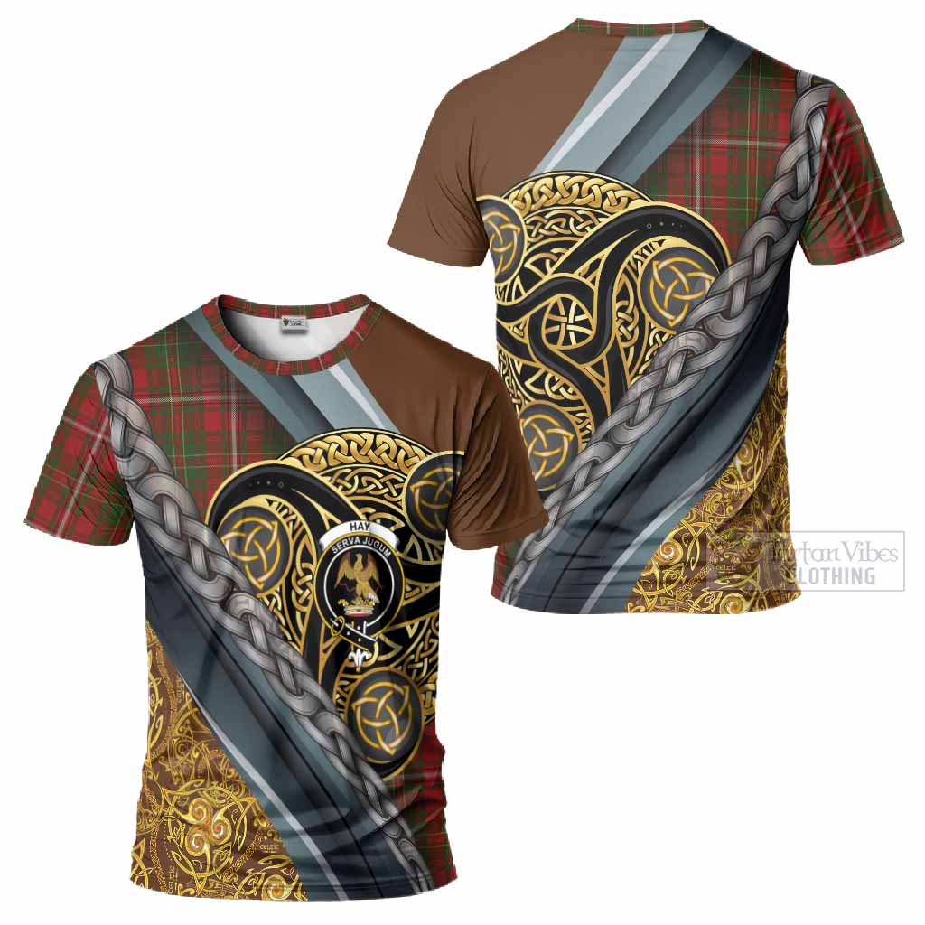 Hay Tartan Crest T-Shirt Scottish Triskele Celtic