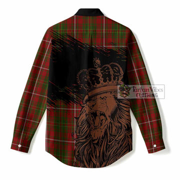 Hay Tartan Crest Women Casual Shirt Crowned Lion Heritage Style