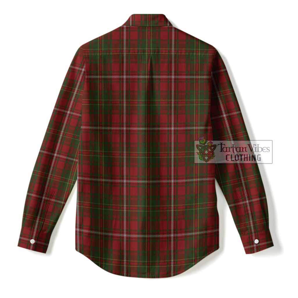 Hay Tartan Crest Women Casual Shirt Ferocious Lion Style