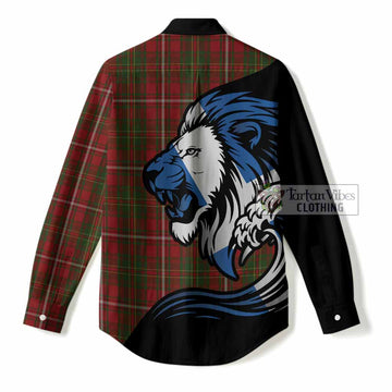 Hay Tartan Crest Women Casual Shirt Scottish Golden Lions Wave Flow