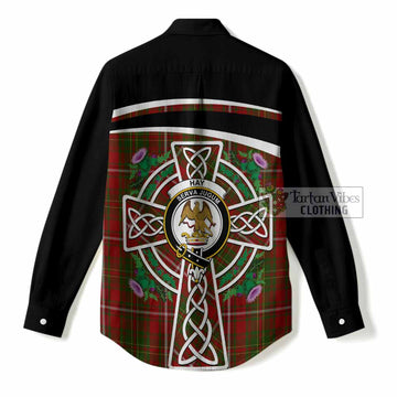 Hay Tartan Crest Women Casual Shirt Scottish Thistle Celtic Cross Alba Gu Brath