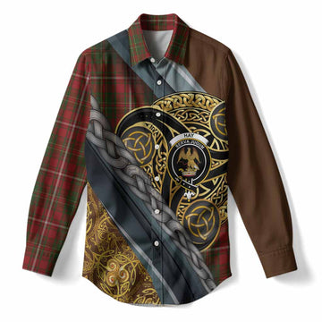 Hay Tartan Crest Women Casual Shirt Scottish Triskele Celtic