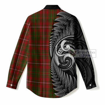 Hay Tartan Crest Women Casual Shirt With New Zealand Silver Fern Maori Koru