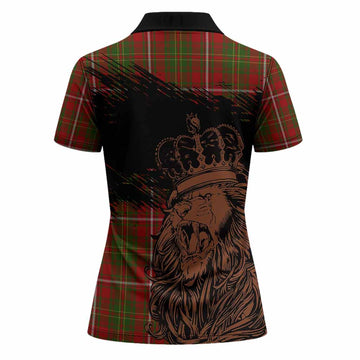 Hay Tartan Crest Women Polo Shirt Crowned Lion Heritage Style