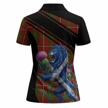 Hay Tartan Crest Women Polo Shirt Scottish Lion Rampant Thistle